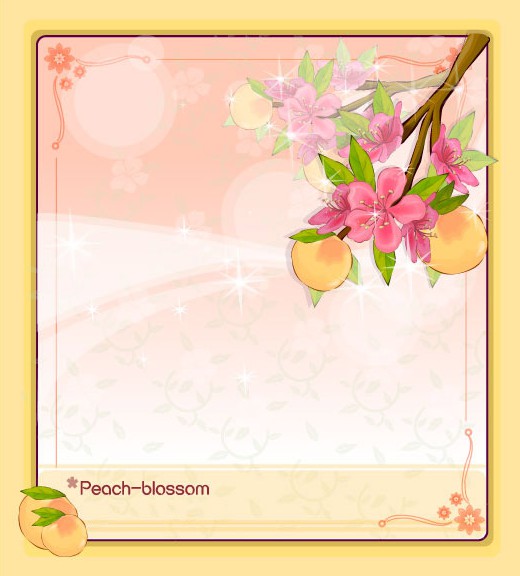 Peach blossom vector frame Free download