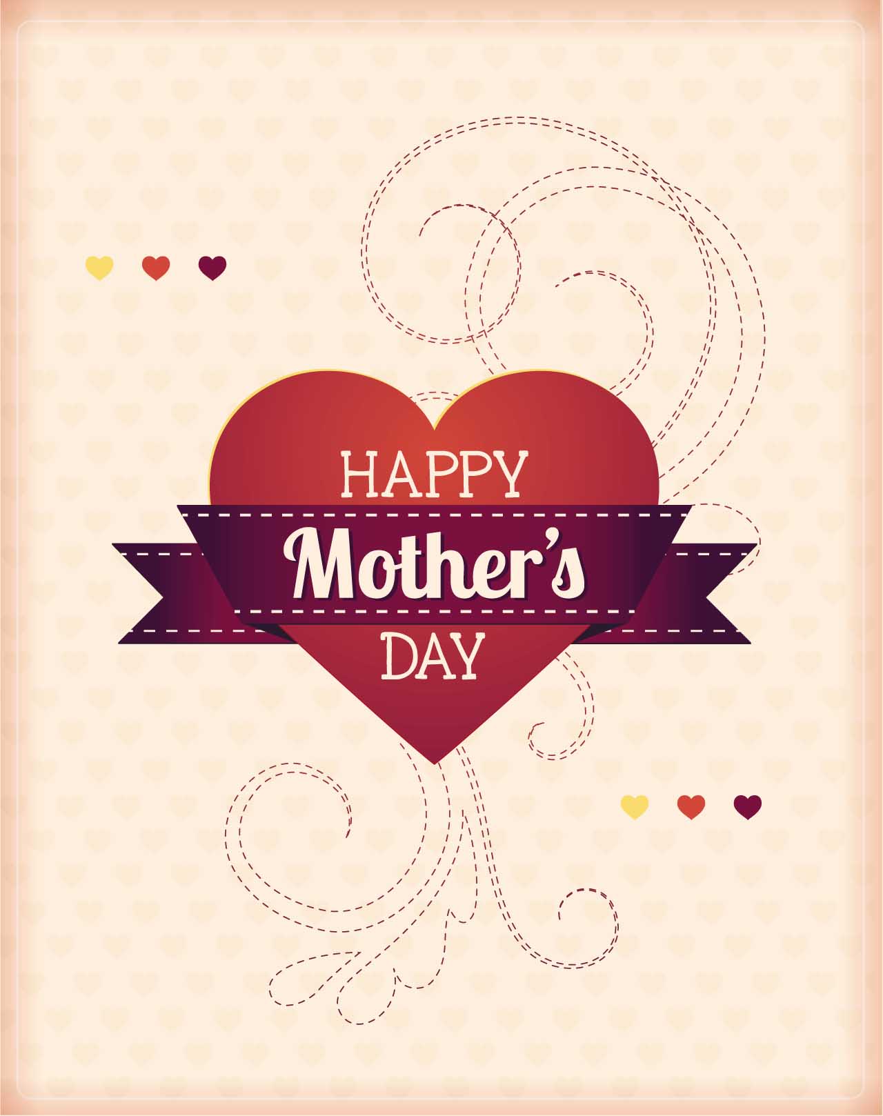 Mother's Day with hearts card vector | Free download