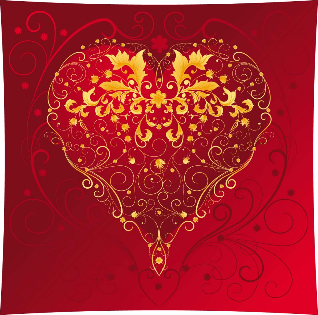 Ornate red heart vector | Free download