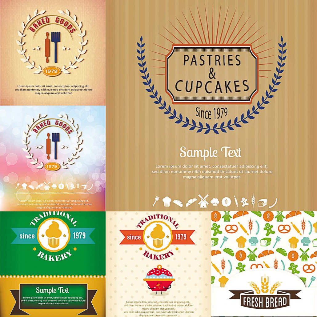 Cards For Bakery Set Vector Free Download