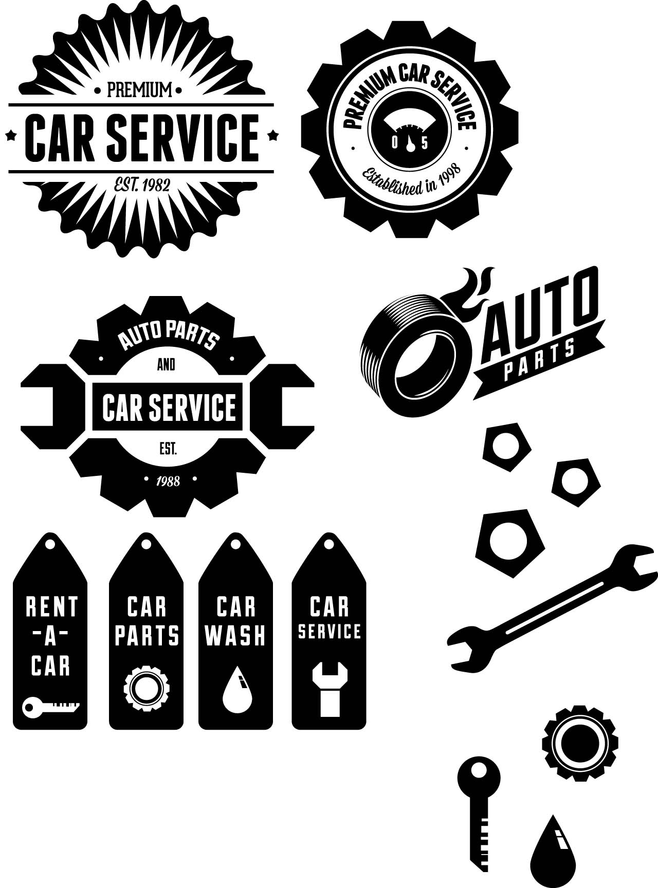Retro car label set vector | Free download