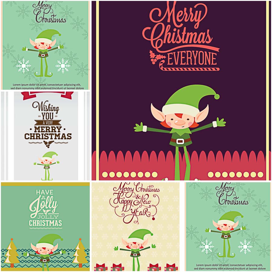 fancy-holiday-giftcard-with-elf-vector-free-download