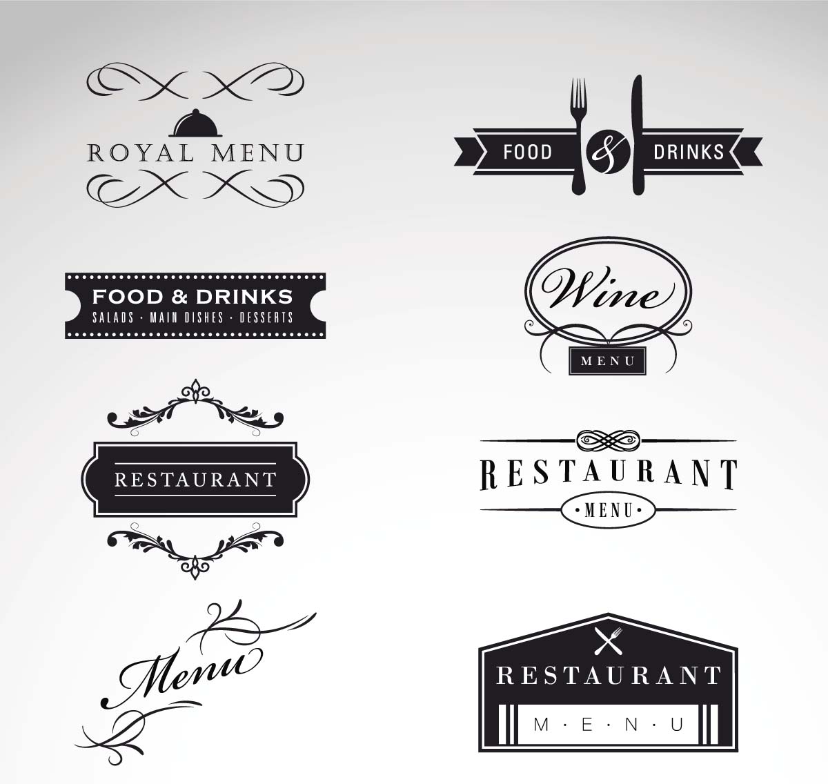 Vintage Logo Restaurant Menu Vector Set Free Downloadcgispread Mobile Version