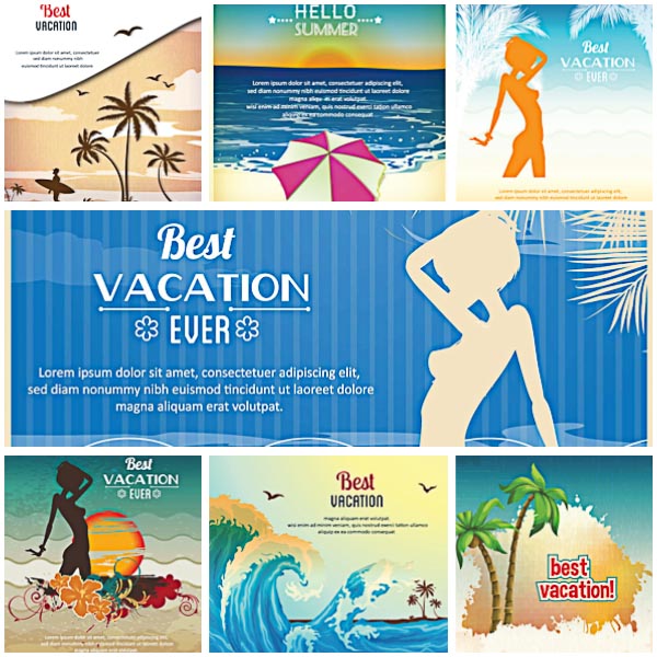 Best Summer Card Vector Set Free Download