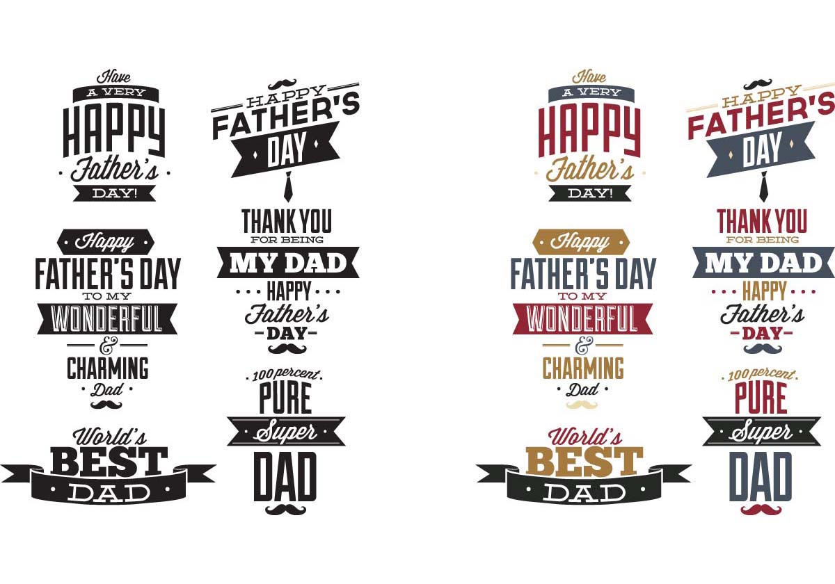 Father's day vector print set | Free download