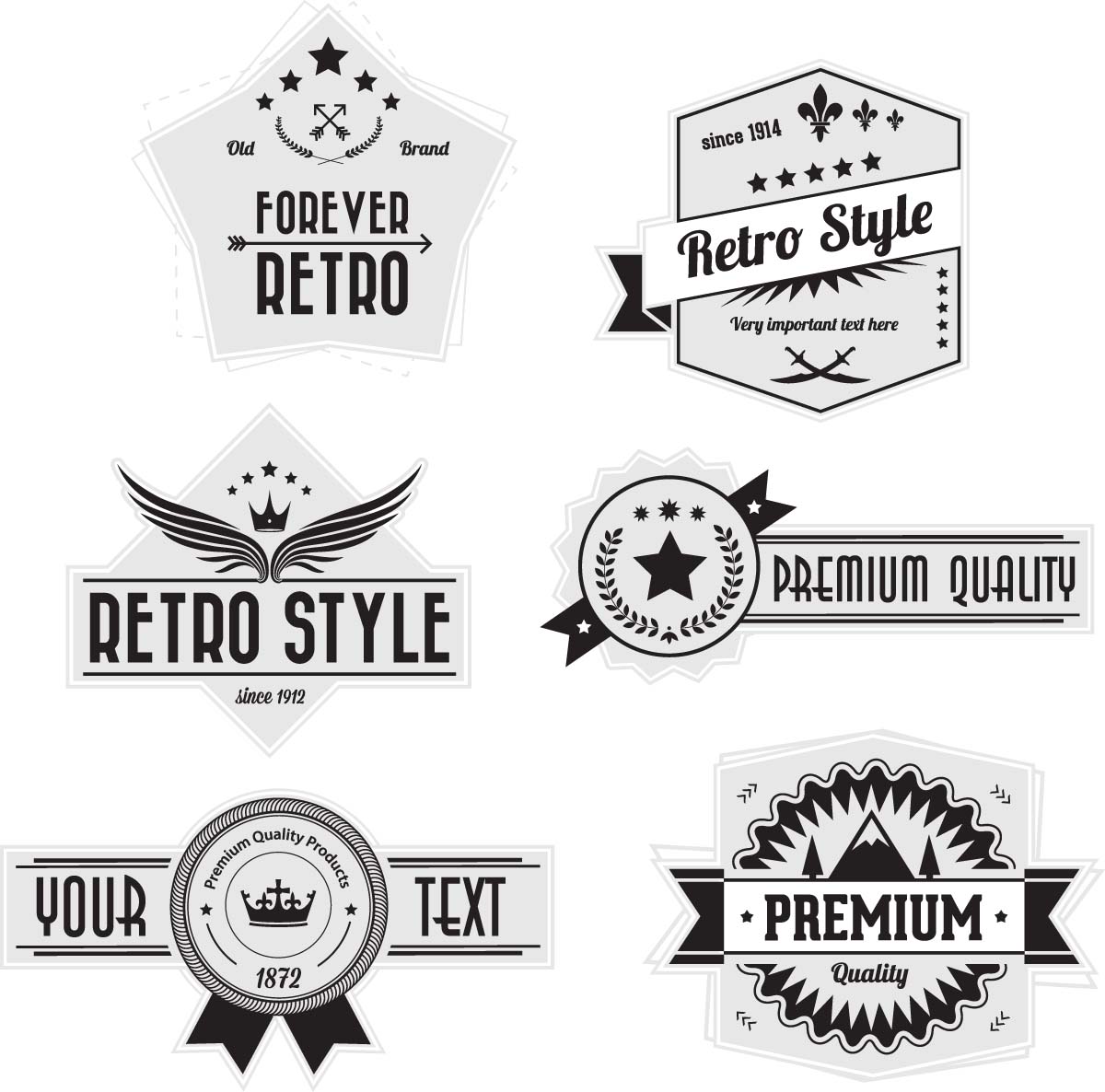 Retro Badges Logo Set Vector Free Downloadcgispread Mobile Version