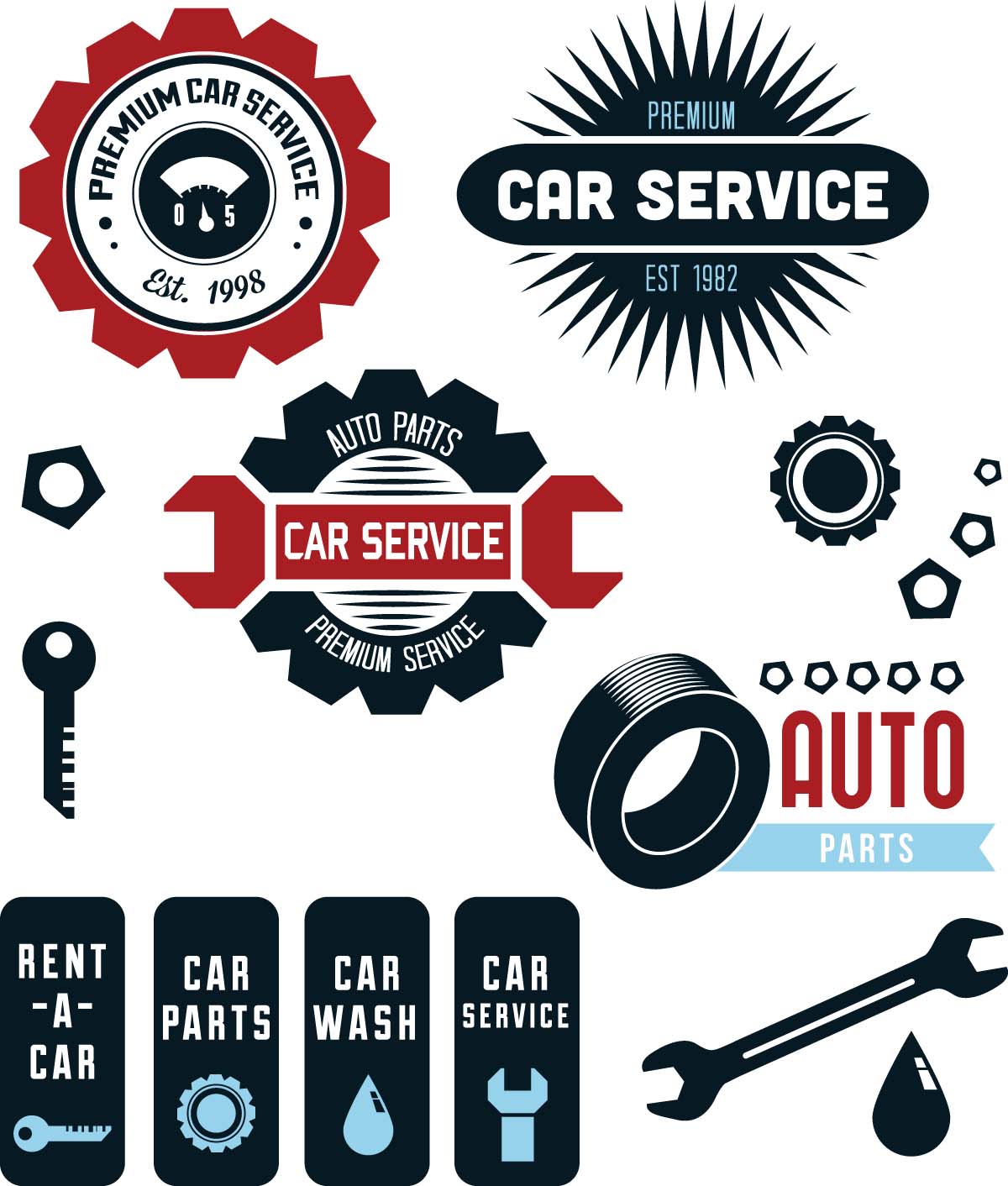 Vintage vector car service labels | Free download