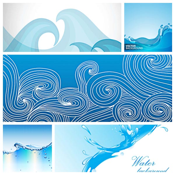 Water background wave set vector | Free download