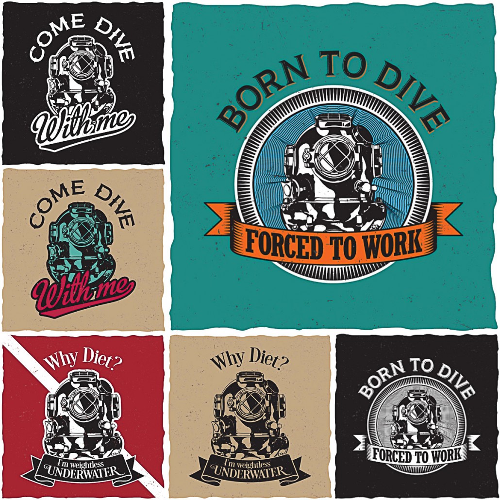 Diver t-shirt labels design print | Free download