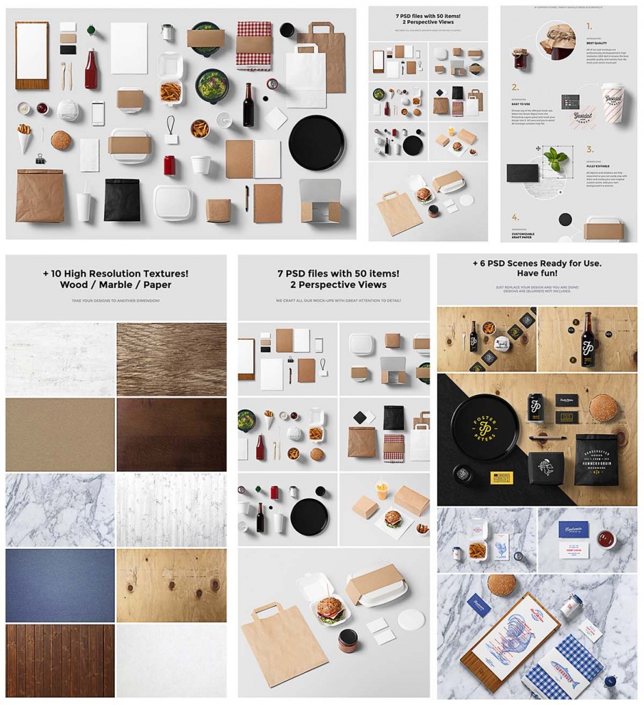 Burger bar branding mockup Free download