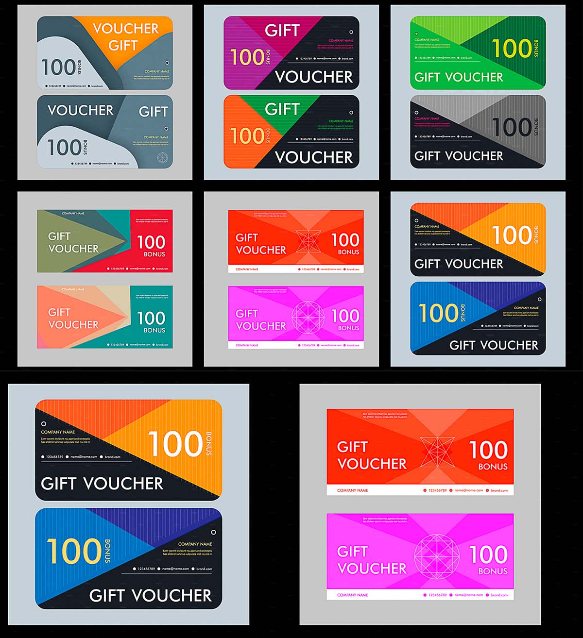 Gift Voucher Template Set Free Download
