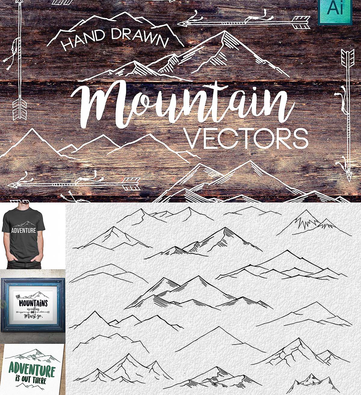 Hand drawn mountain vector | Free download