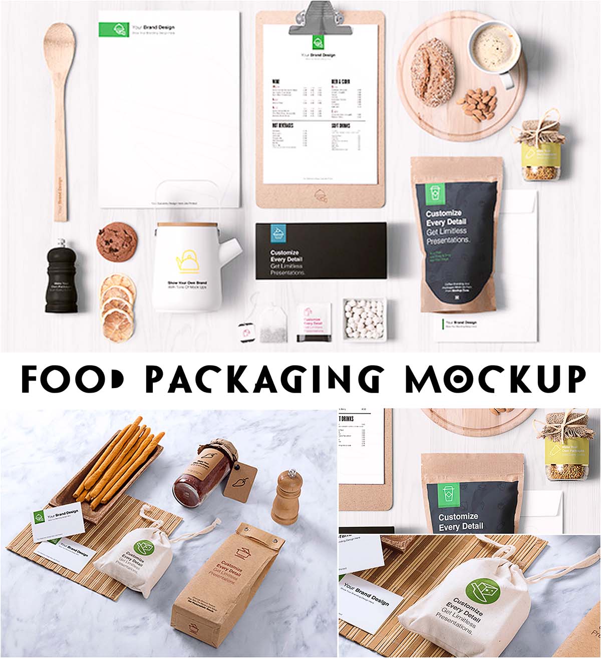 Food packaging branding mockups | Free download