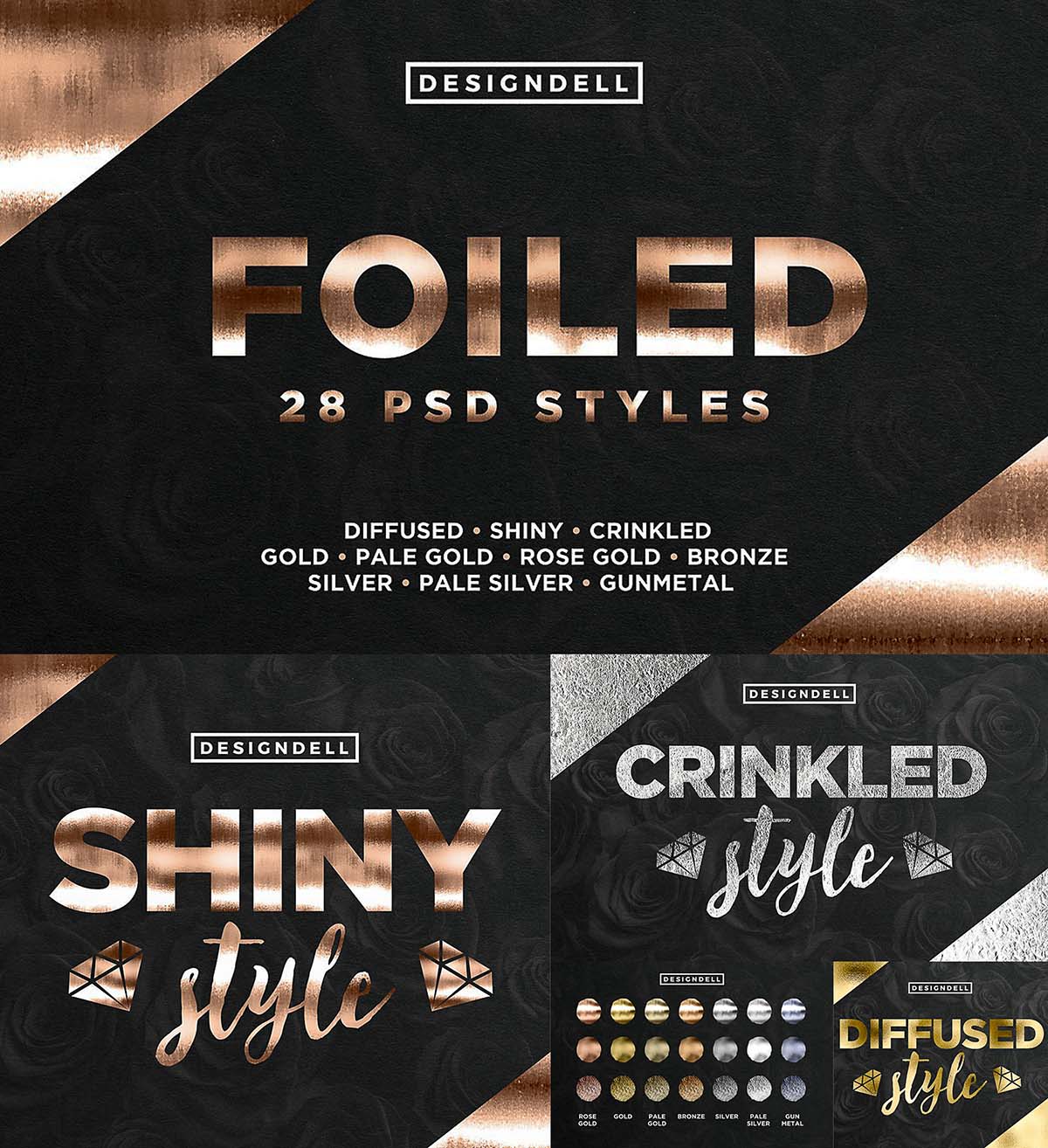 Foiled Photoshop Styles Set Free Downloadcgispread Mobile Version