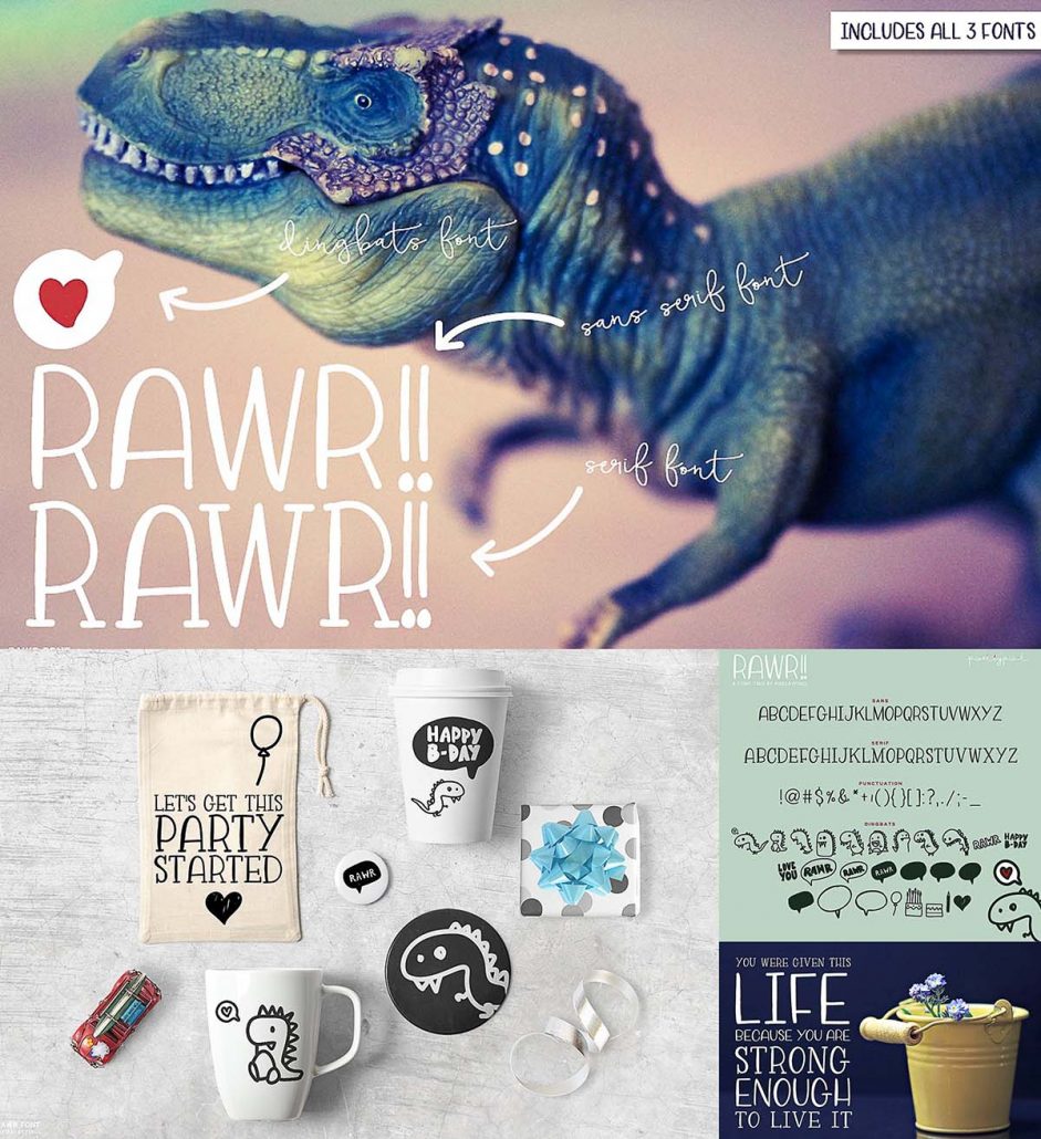 Rawr Sans Serif Font Trio Free Download