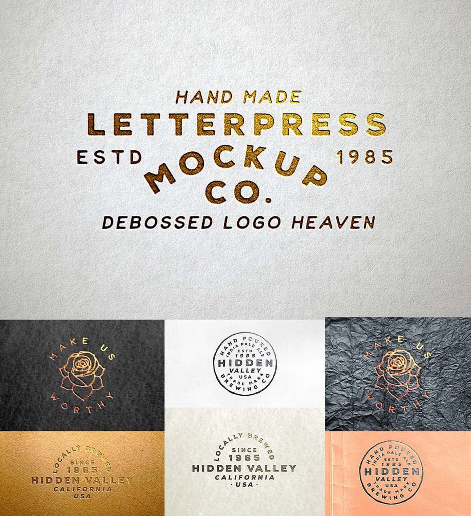 Letterpress logo mockup template free Idea