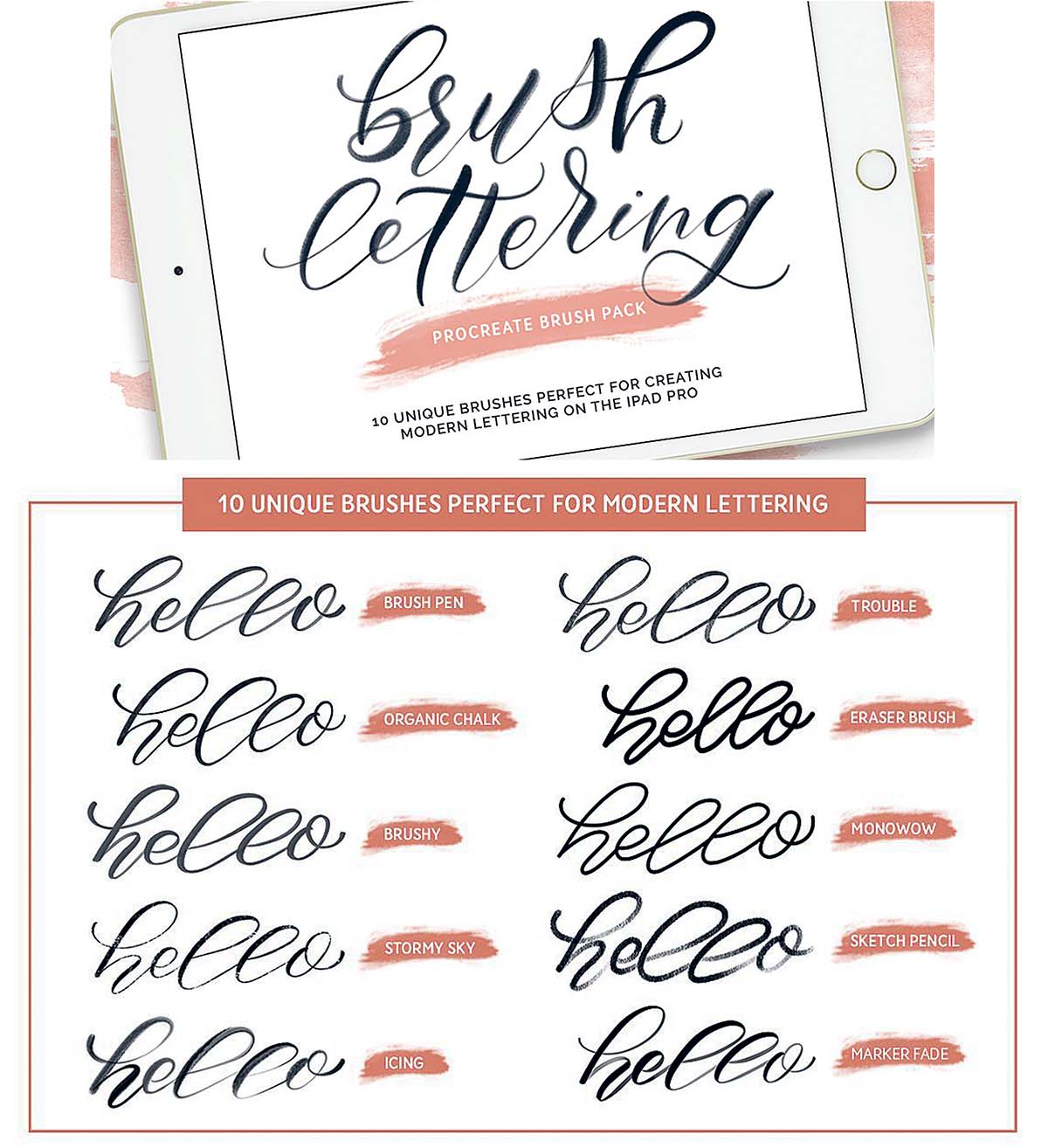 free procreate brush lettering