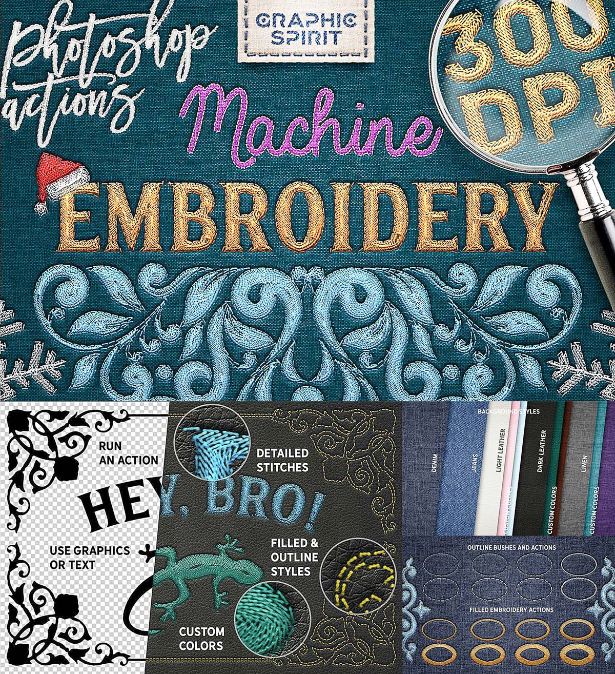 Machine Embroidery Photoshop Actions Free Download