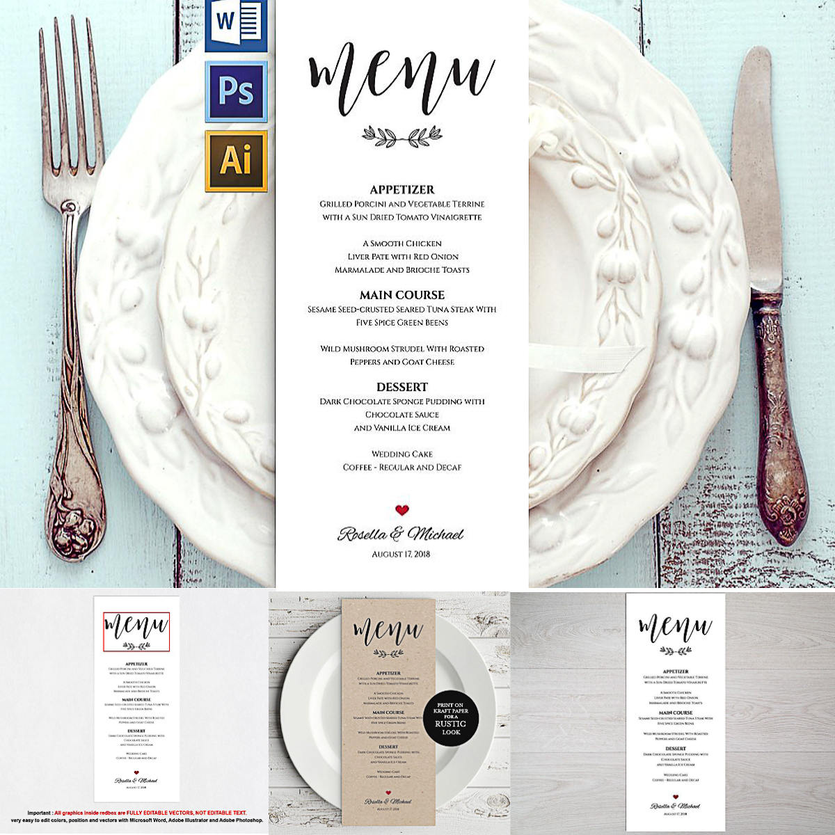 Free Wedding Menu Template Printable Templates