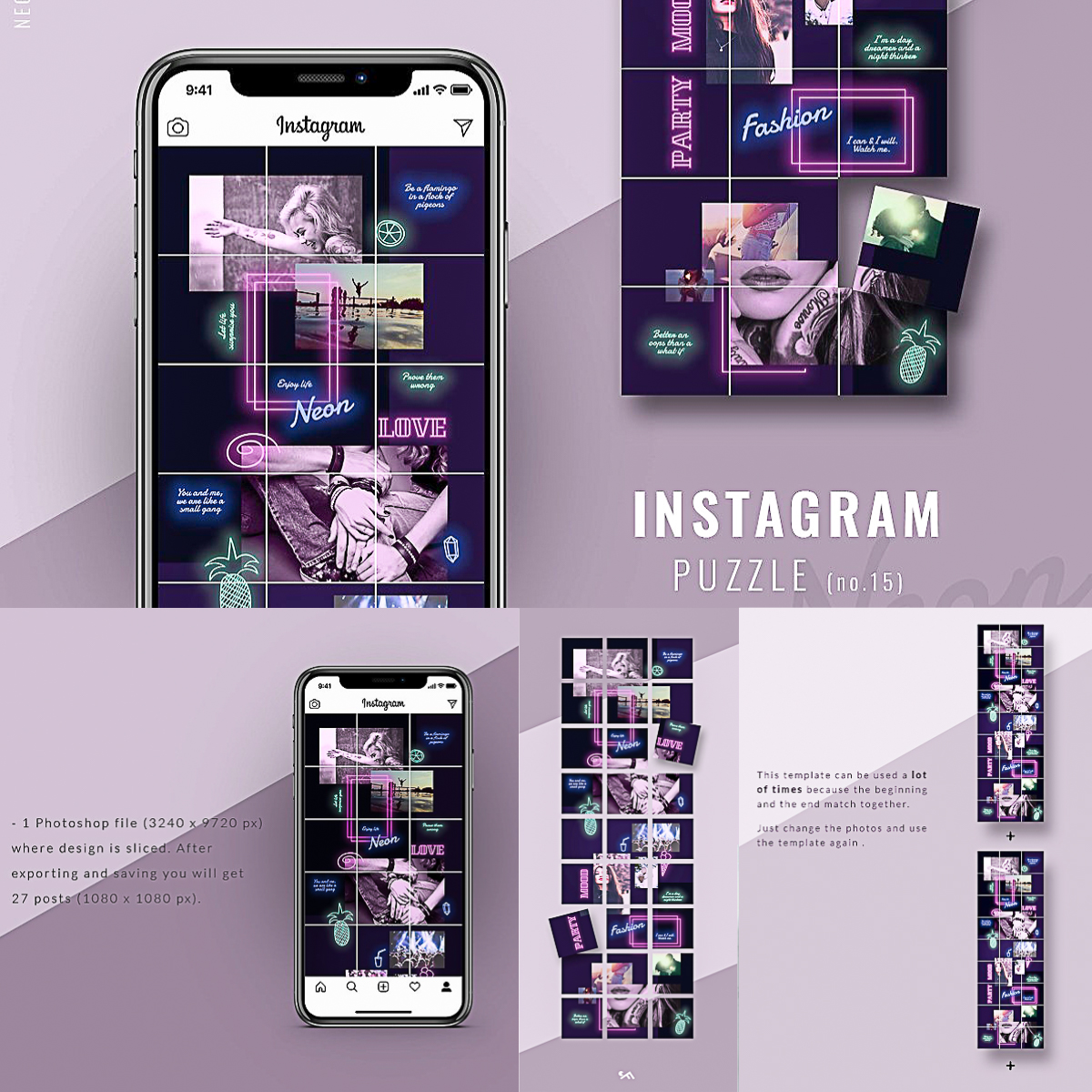 instagram-puzzle-template-neon-free-download