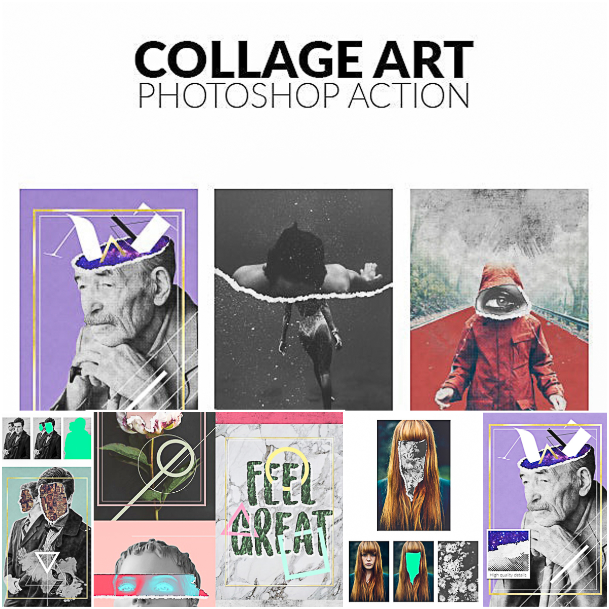 Collage Art Photoshop Action Free Downloadcgispread Mobile Version