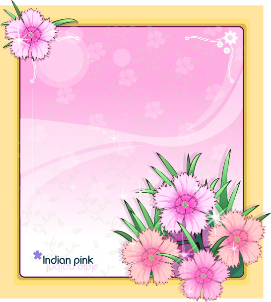 Indian pink flower frame vector