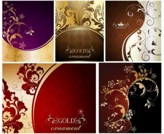 Floral golden ornaments set vector | Free download
