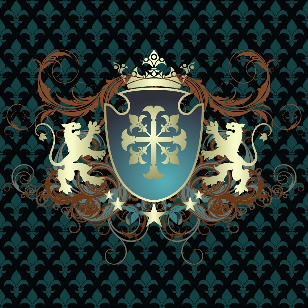 Heraldic retro vector shields set | Free download