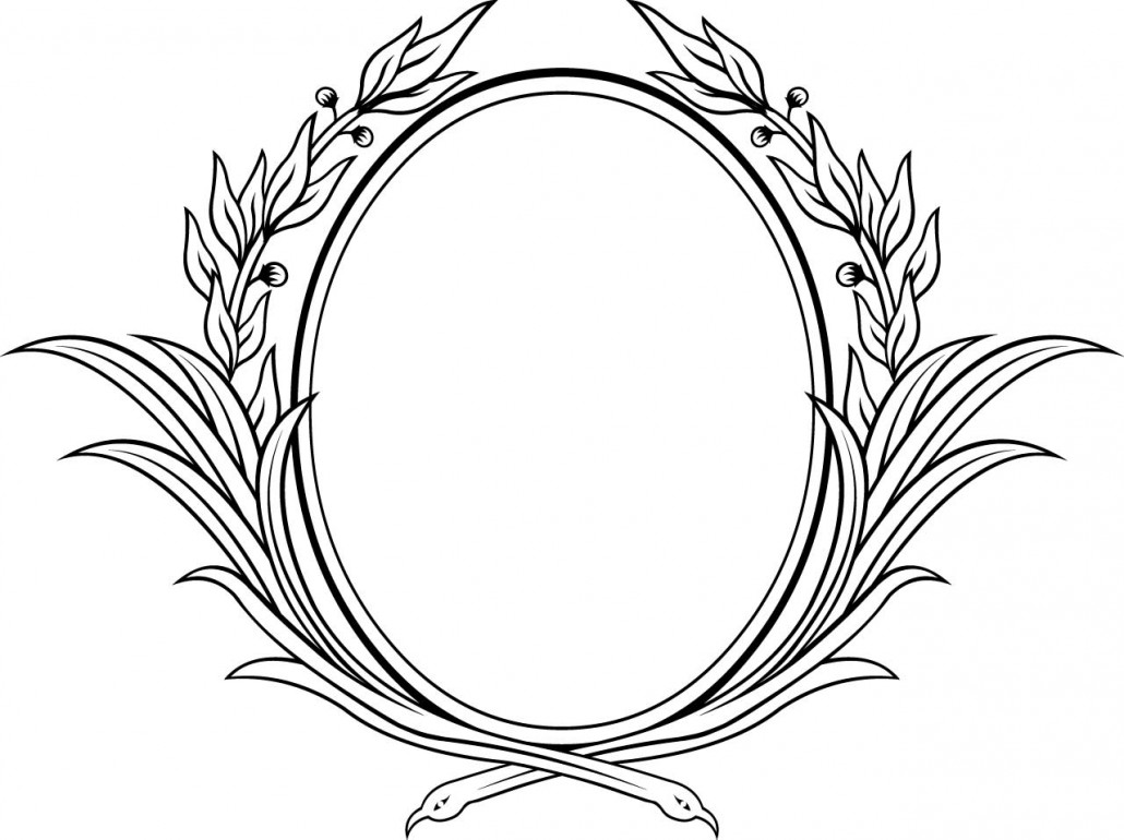 Decorative oval floral vector frame | Free download