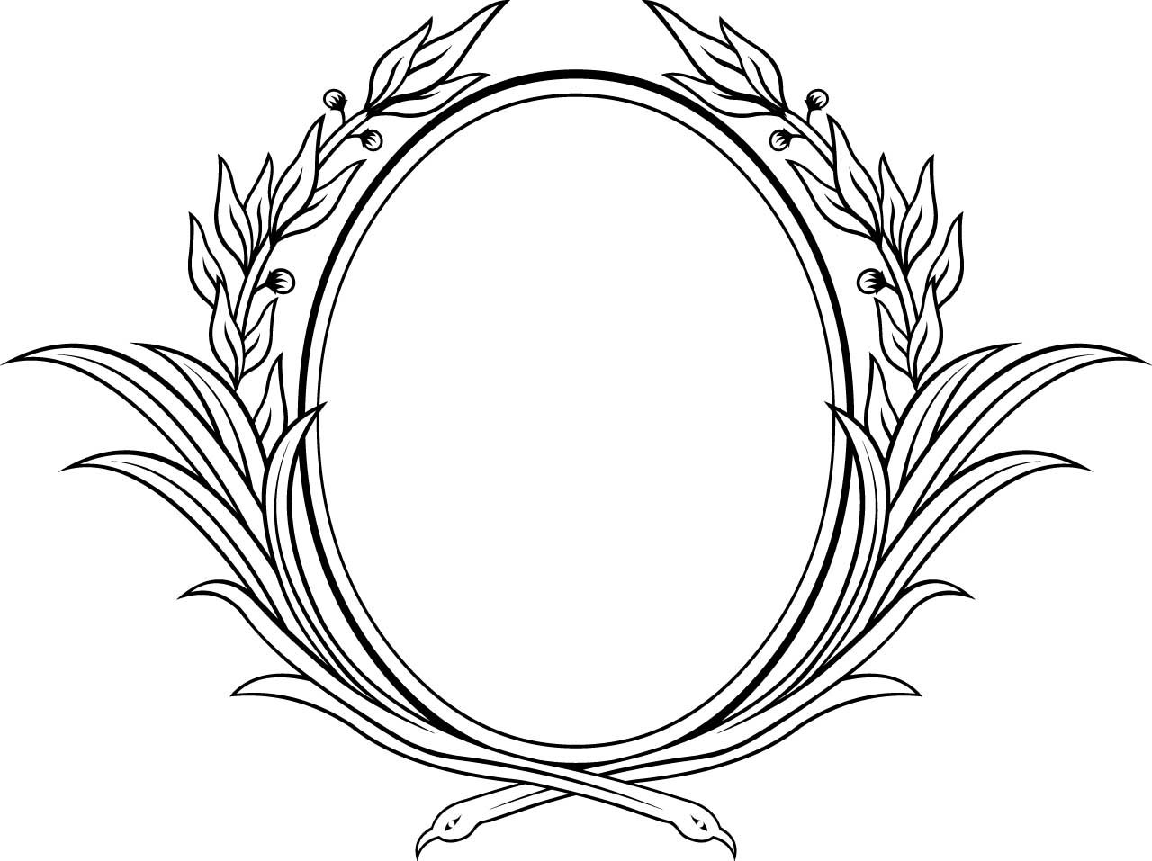 Decorative oval floral vector frame | Free download