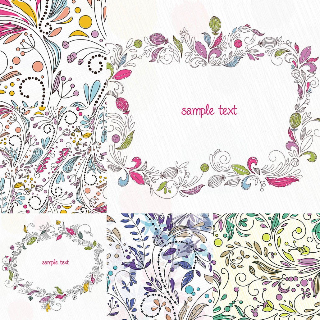Floral frames and prints vector Free download