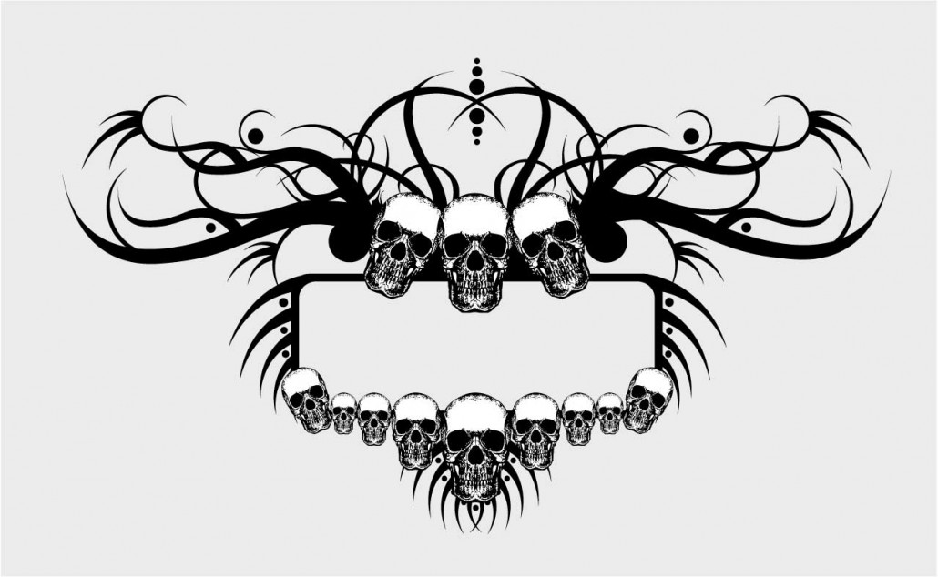 Grunge skulls frame vector | Free download