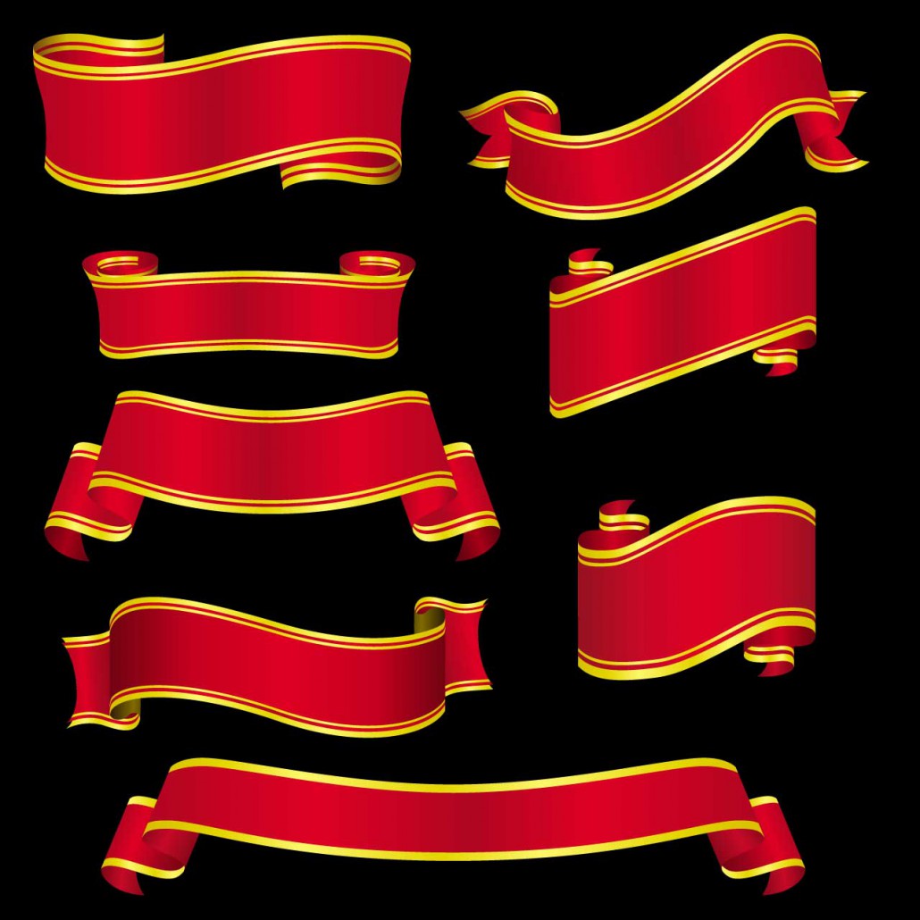 Download Red gilded ribbons vector | Free download
