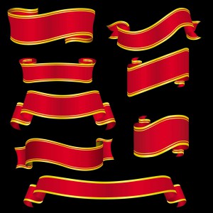 set ofe 8 red gilded ribbons vector