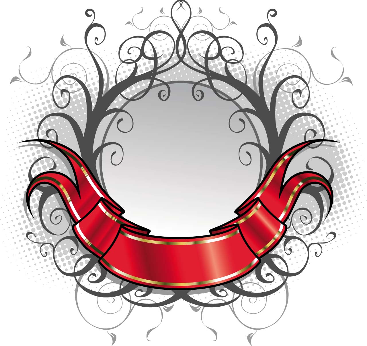 Red ornate title ribbon vector