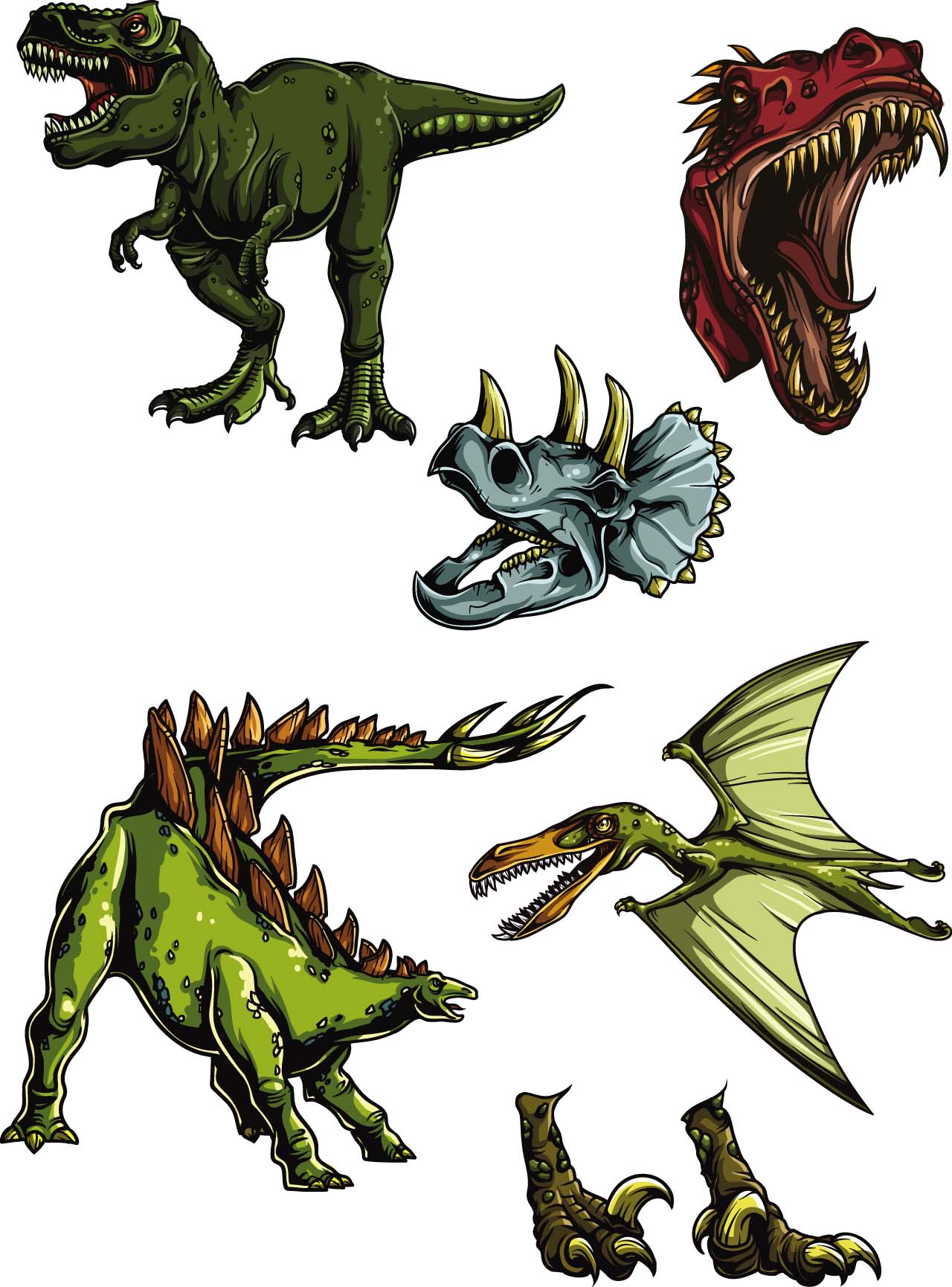 Cartoon dinosaurs clip art vector