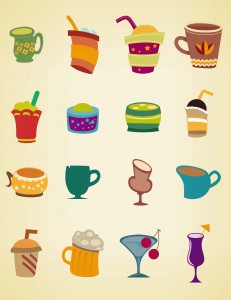 drinks and cups set vector