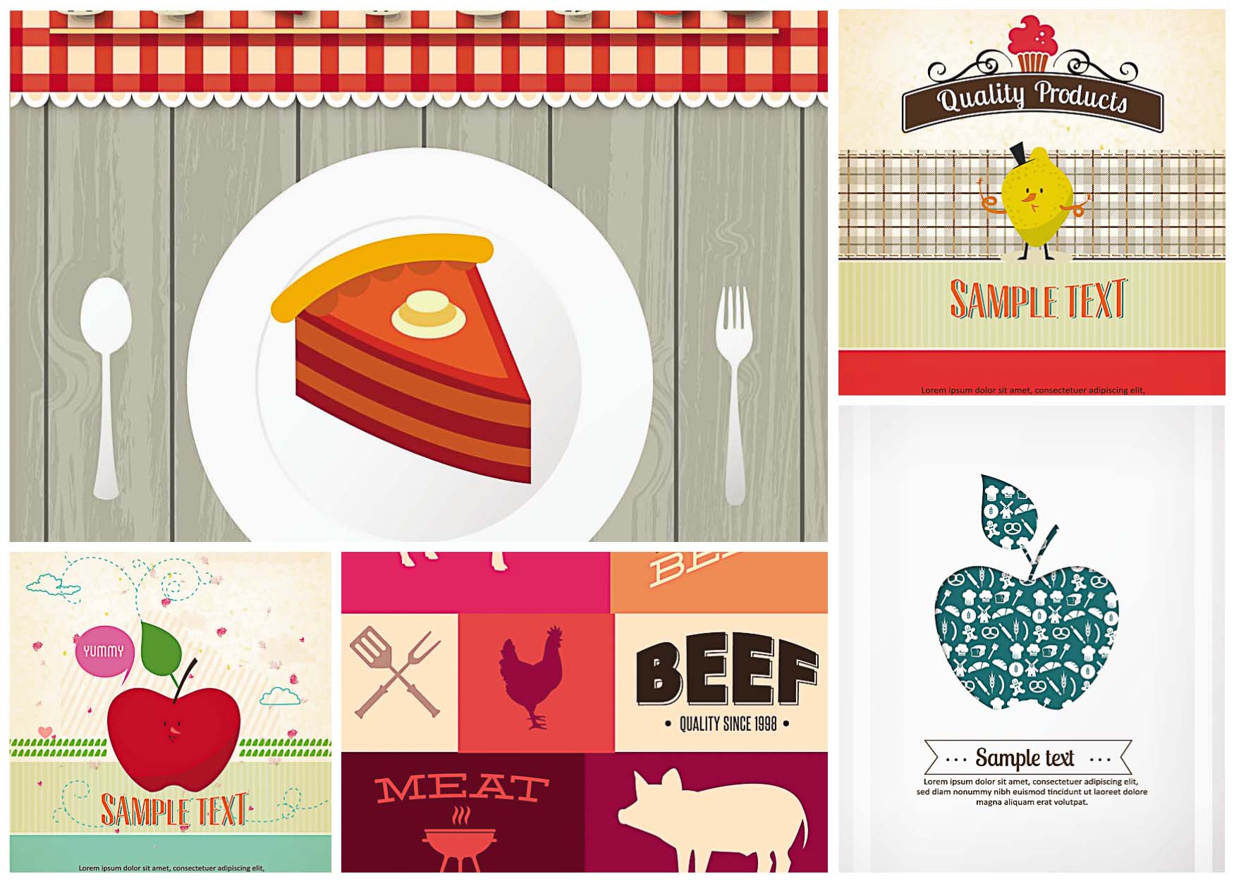 food illustrations for cards and menu