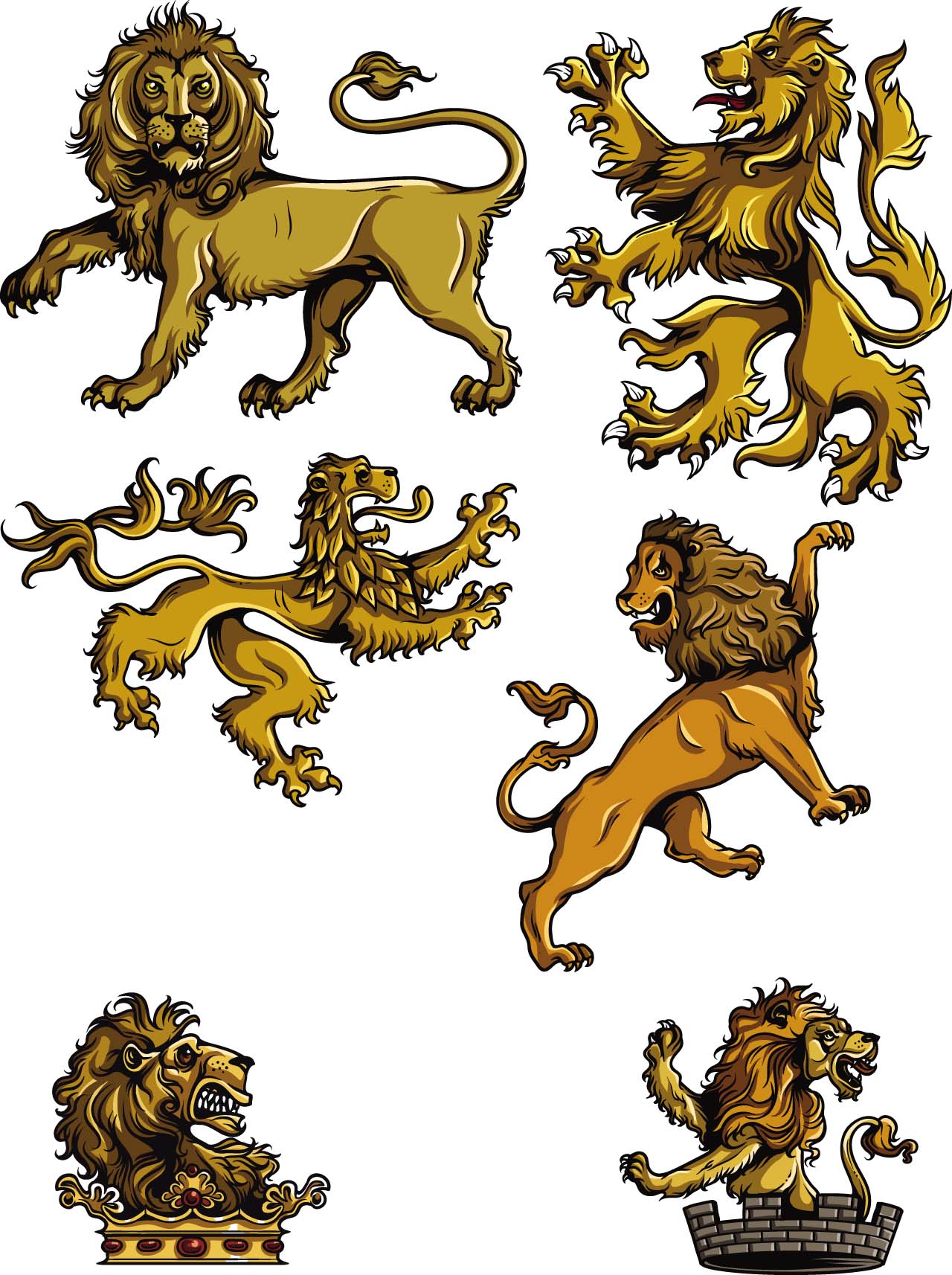 Set of Gothic lions