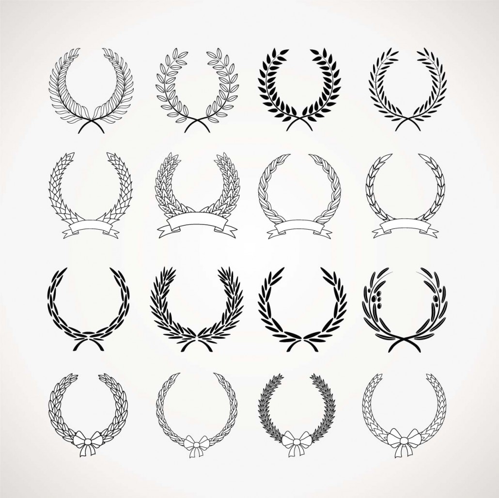 Monochrome wreaths set vector | Free download