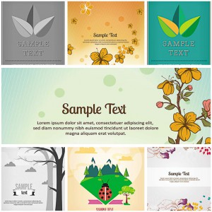 set of 7 nature vector with flowers