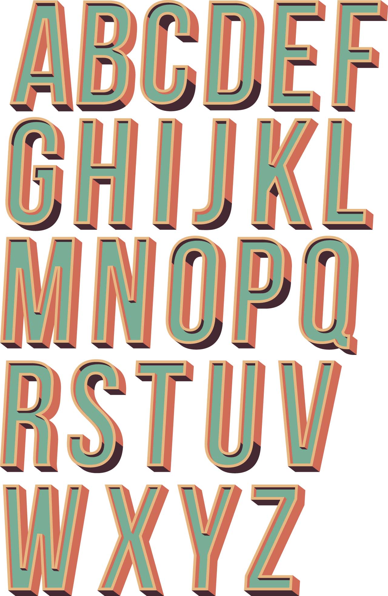 Retro alphabet set vector | Free download