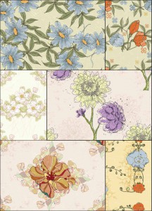 Set of 6 Seamless vetor Flower patterns