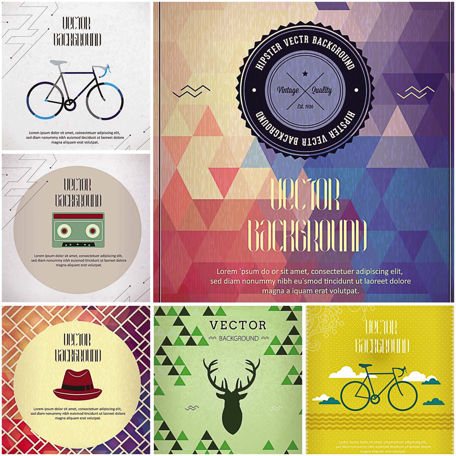 Differnt hipster elements set vector