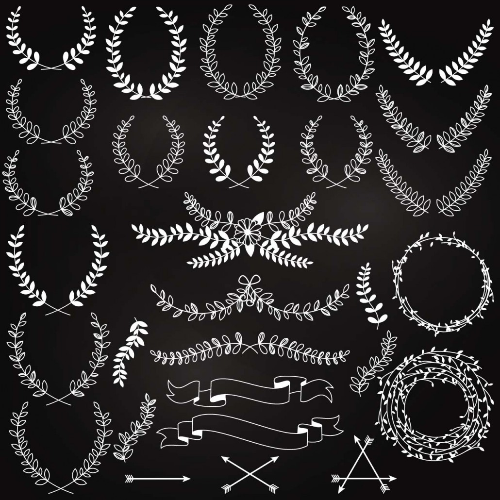 Set of wreaths white vector | Free download