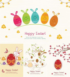 Easter greeting card set vector