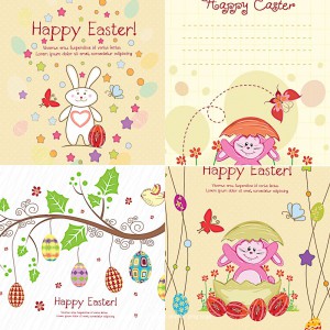 FUnny Easter bunnies set vector