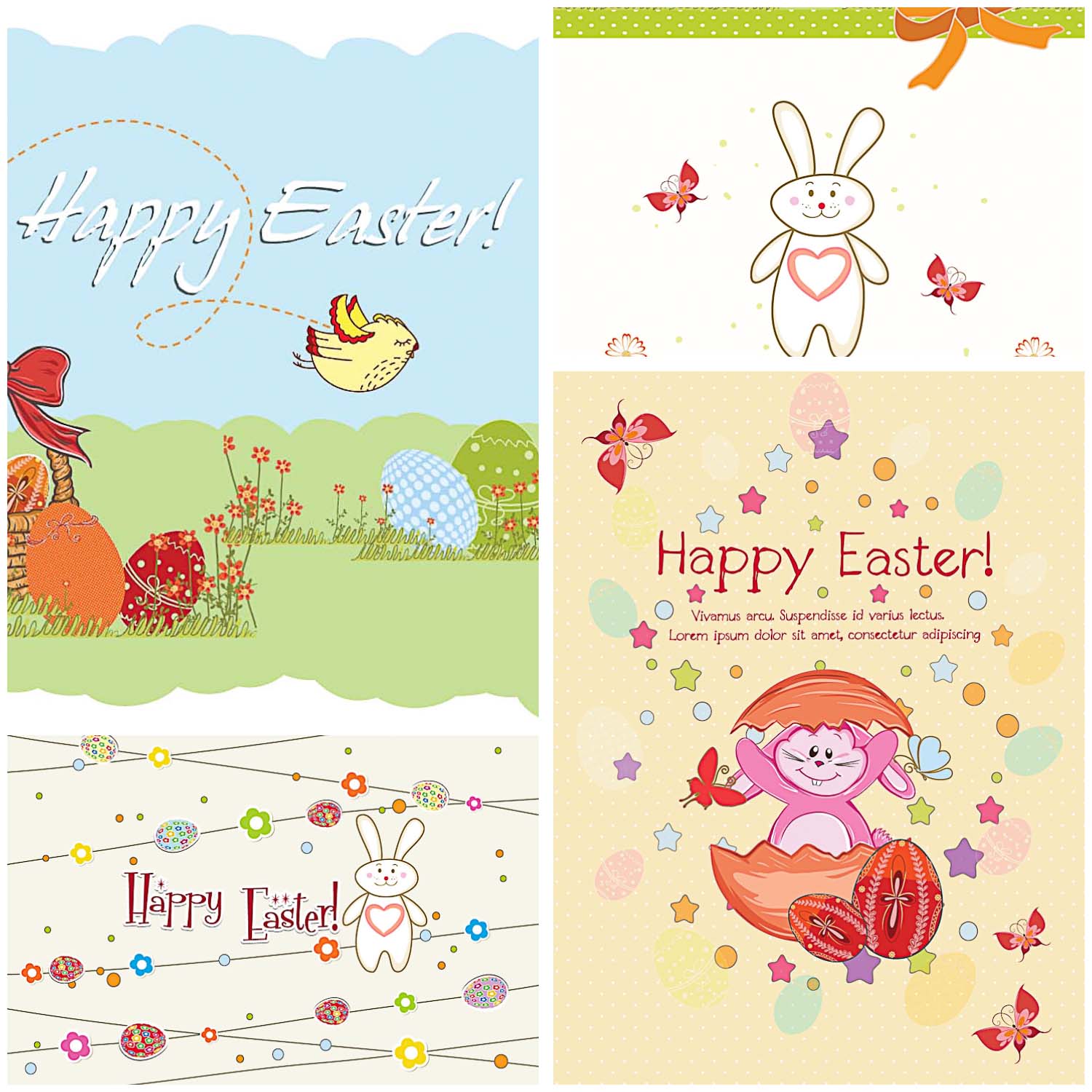 Download Cute Easter greeting card set vector