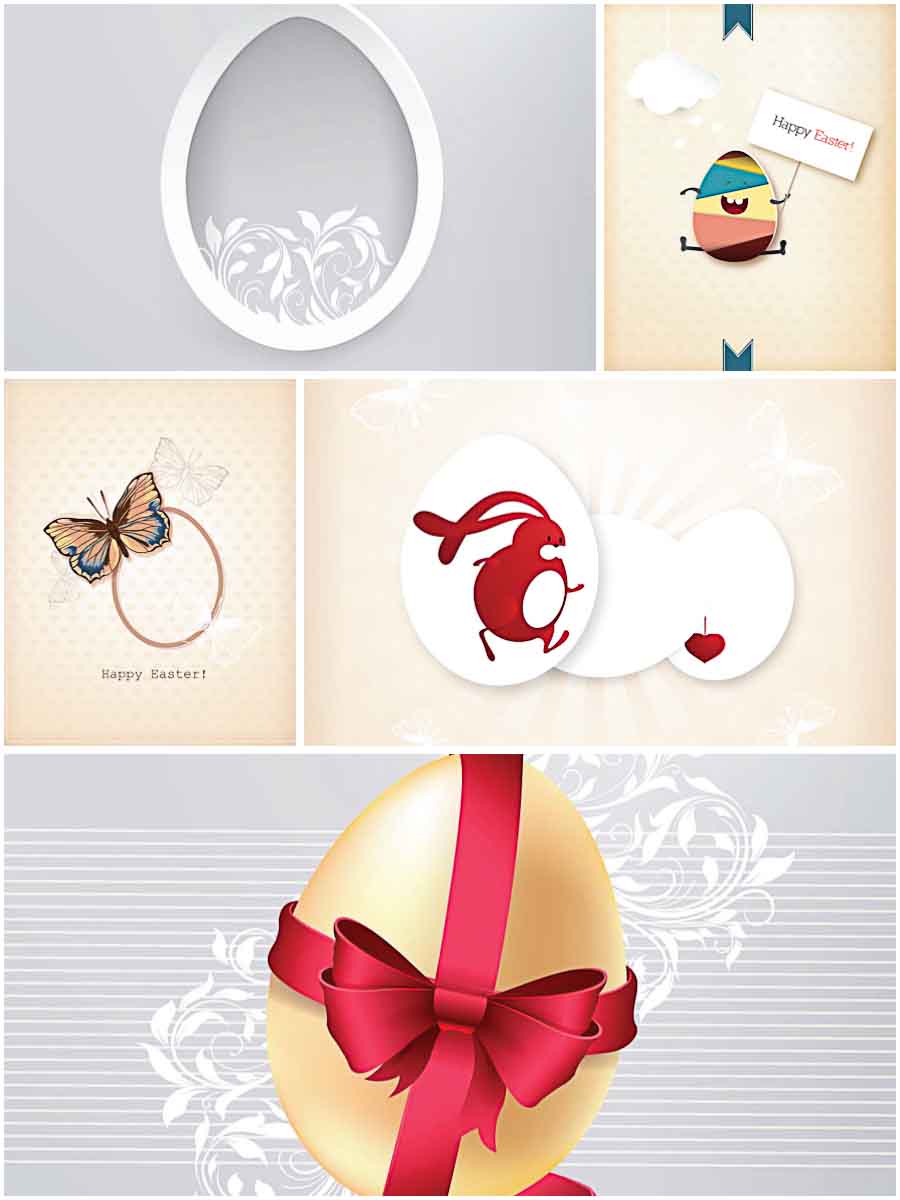 Easter greeting cards simple set vector