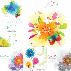Wonderful floral greeting cards with bright colors